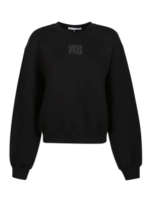 Czarny Puff Paint Logo Sweatshirt T by Alexander Wang