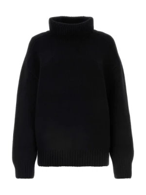 Czarny rozciągliwy sweter z kaszmiru Landen Khaite