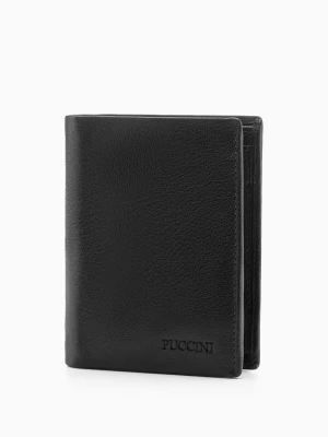 Czarny skórzany portfel męski z zabezpieczeniem RFID Puccini