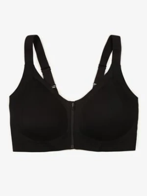 Czarny Sportowy Biustonosz z Suwakiem z Przodu Eziline love magnolia