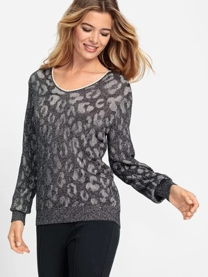 Czarny sweter damski Henny w panterkę - Occasion Olsen
