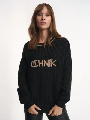 Czarny sweter damski z logo OCHNIK