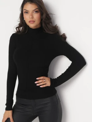 Czarny Sweter Golf o Dopasowanym Kroju Ryler By Swan