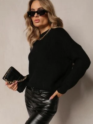 Czarny Sweter Golf z Prążkowanej Dzianiny Ervanna studio eleven