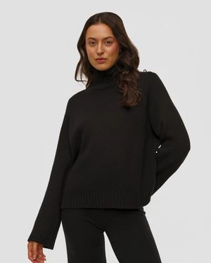 Czarny Sweter Kaszmirowy Z Golfem Damski Allude