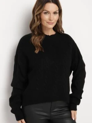 Czarny Sweter Krótki z Wycięciem na Plecach Torine miss poem