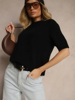 Czarny Sweter o Fasonie T-shirtu z Wełną Dannirae jumelle