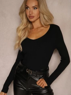 Czarny Sweter o Klasycznym Fasonie w Drobne Prążki Vorida j&x