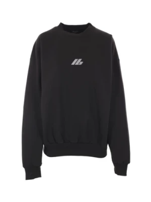 Czarny Sweter Oversize z Refleksyjnym Logo Balenciaga