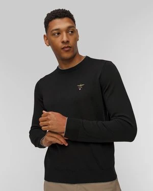 Czarny Sweter Wełniany Męski Aeronautica Militare
