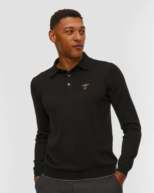 Czarny Sweter Wełniany Męski Aeronautica Militare