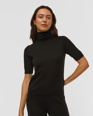 Czarny Sweter Wełniany Z Golfem Damski Allude