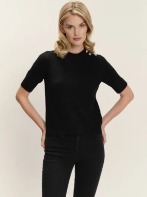 Czarny sweter z biżuteryjnymi guzikami Greenpoint