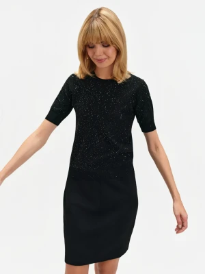 Czarny sweter z błyszczącą nitką Top Secret