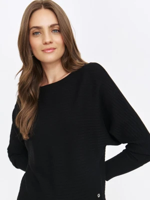 Czarny sweter z dekoltem w łódkę Top Secret