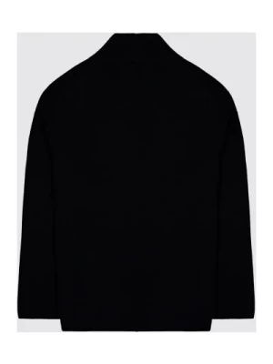 Czarny Sweter z Dekoltem w serek Bawełna Oversize Laneus