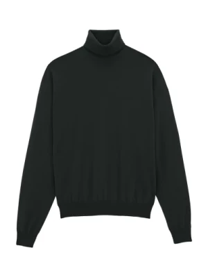 Czarny Sweter z Golfem i Haftowanym Logo Saint Laurent