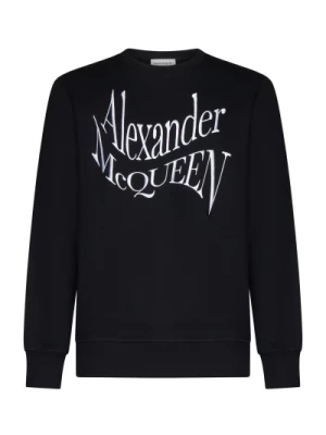 Czarny Sweter z Haftowanym Logo Alexander McQueen