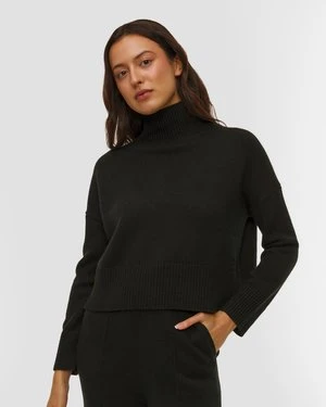 Czarny Sweter Z Kaszmiru Damski Kujten Ulla Crop