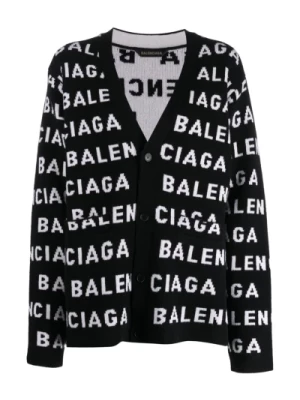 Czarny Sweter z Logo Cardigan Balenciaga