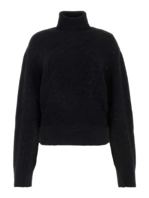 Czarny sweter z mieszanki alpaki, Stylowy model Blumarine