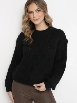 Czarny Sweter z Ozdobnym Splotem Pogaria ambitionfly