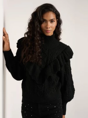 Czarny sweter z półgolfem damski OCHNIK