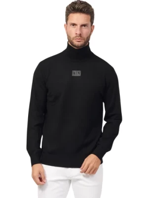 Czarny Sweter z Prostymi Liniami i Wysoką Jakością Armani Exchange
