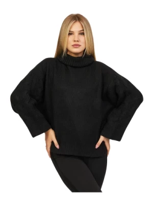 Czarny sweter z warkoczowym wzorem Armani Exchange