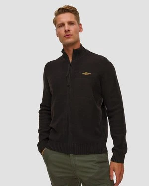 Czarny Sweter Z Wełną Męski Aeronautica Militare