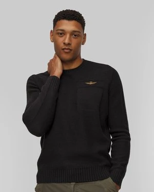 Czarny Sweter Z Wełną Męski Aeronautica Militare