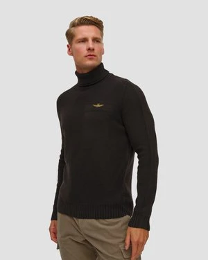 Czarny Sweter Z Wełną Męski Aeronautica Militare