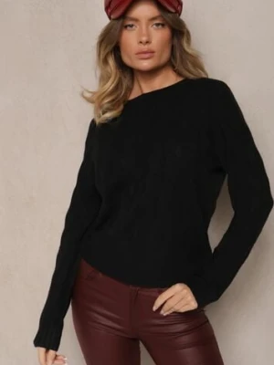 Czarny Sweter z Wiskozą Bawełną i Tłoczonym Wzorem Zeiatha palma