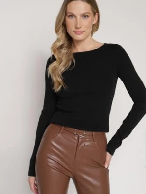 Czarny Sweter z Wiskozą i Metaliczną Nitką Lillanova