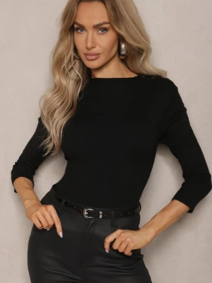 Czarny Sweter z Wiskozą z Prążkowanego Materiału Ozdobiony Napami Beroma Miss Poem