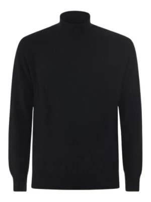 Czarny Sweter z Włóczki w Paski Paolo Pecora