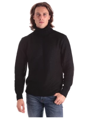 Czarny Sweter z Wysokim Kołnierzem w Warkocze Armani Exchange