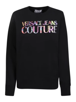 Czarny Sweter z Wytłaczanym Logo Versace Jeans Couture