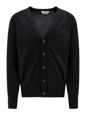 Czarny Sweter z Wzorem V Alexander McQueen