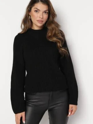 Czarny Sweterkowy Golf z Dzianiny z Rozszerzanymi Rękawami Nucta lily rose