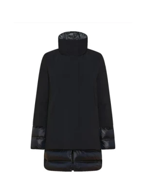 Czarny Syntetyczny Płaszcz dla Kobiet RRD
