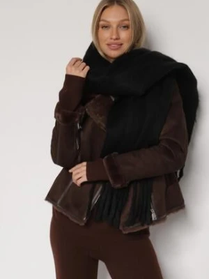 Czarny Szalik z Frędzlami Owedarria