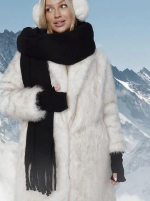 Czarny Szalik z Ozdobnymi Frędzlami Esariana