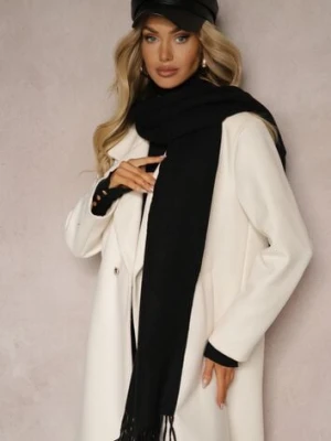 Czarny Szalik z Wiskozą Bawełną i Frędzlami Siathlin