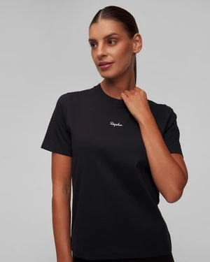 Czarny T-shirt bawełniany damski Rapha