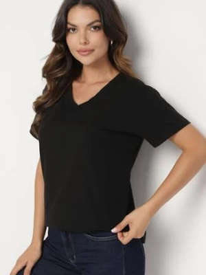 Czarny T-shirt Bawełniany o Klasycznym Fasonie Iridessae