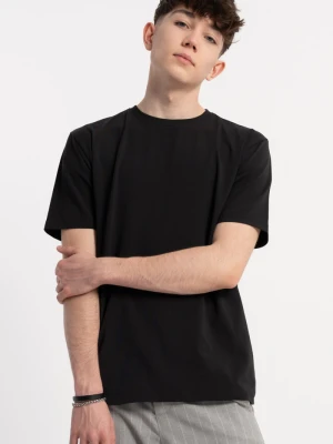 Czarny t-shirt bez nadruków Reporter