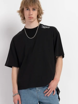 Czarny t-shirt BOXY z minimalistycznym nadrukiem Reporter Young