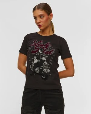 Czarny T-shirt damski Aeronautica Militare