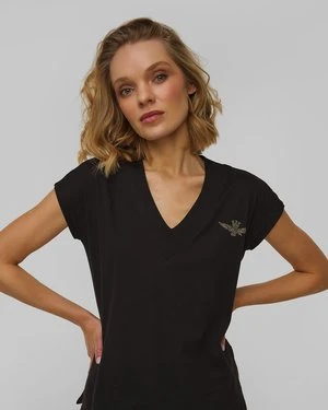 Czarny T-shirt Damski Aeronautica Militare